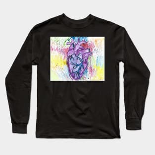 Bleeding Color Heart Long Sleeve T-Shirt